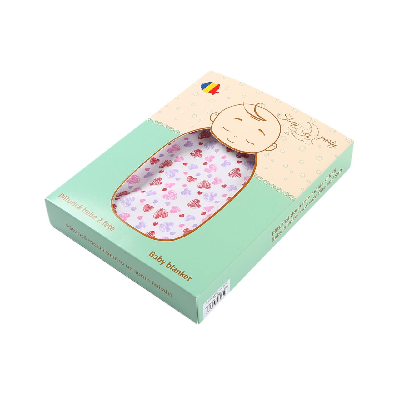 Poza Paturica Alb, Bumbac, 0-18 luni, Inimioare - BL015S [2]