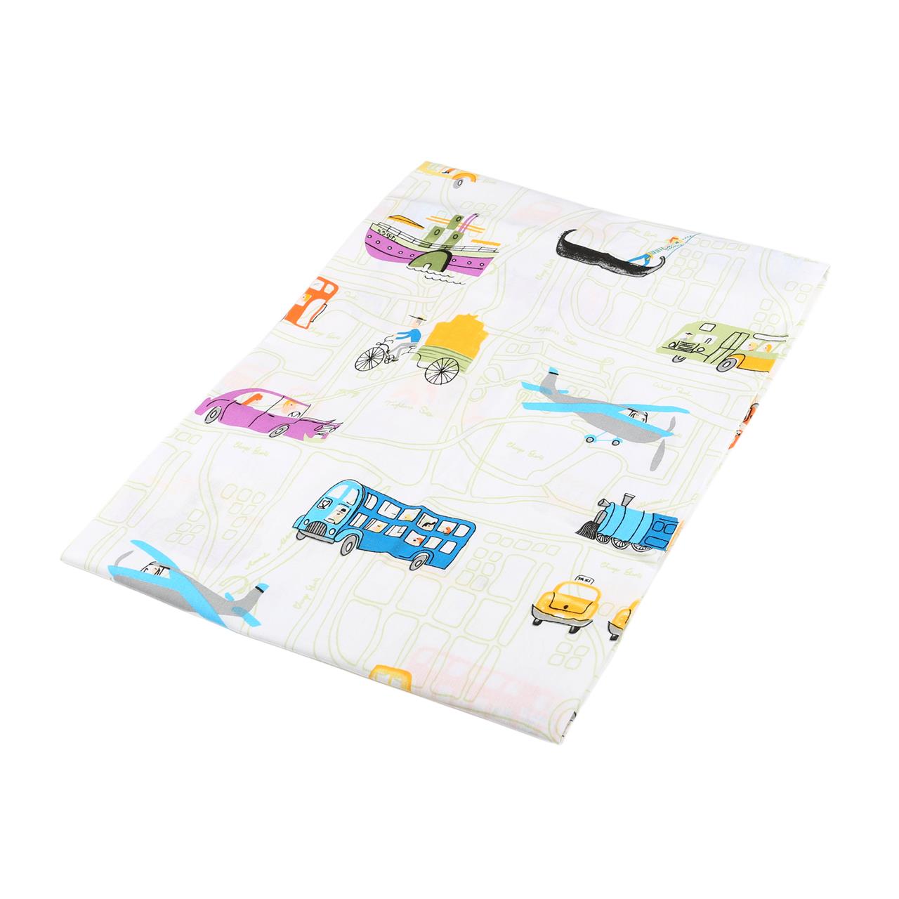 Poza Cearceaf Alb, Bumbac, 1 x Cearceaf, Masinute, Banda elastica - BL101 [1]