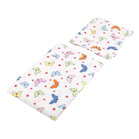 Poza Set Lenjerie Alb, Bumbac, 1 x Husa pilota 1 x Husa perna, 2, Fete, Fluturasi, Nasturi - BL103 [1]