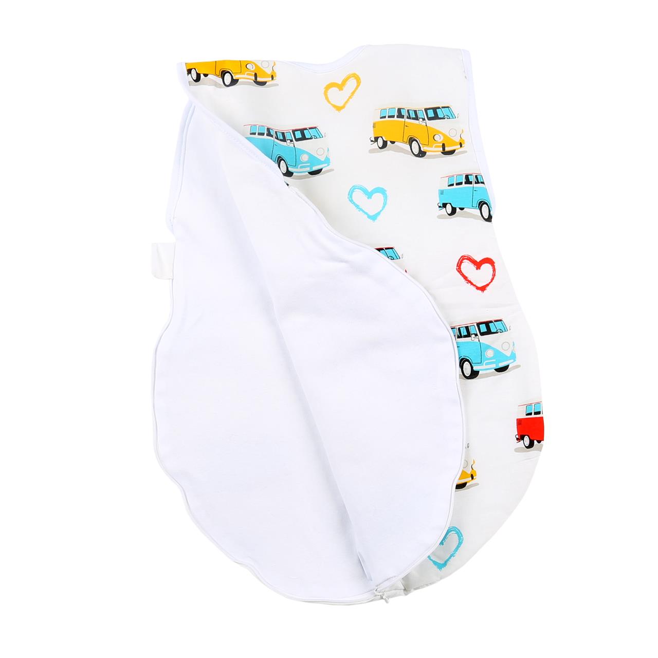 Poza Sac Dormit Toamna - Iarna Alb/Albastru, Bumbac, Masinute - BL121 [3]