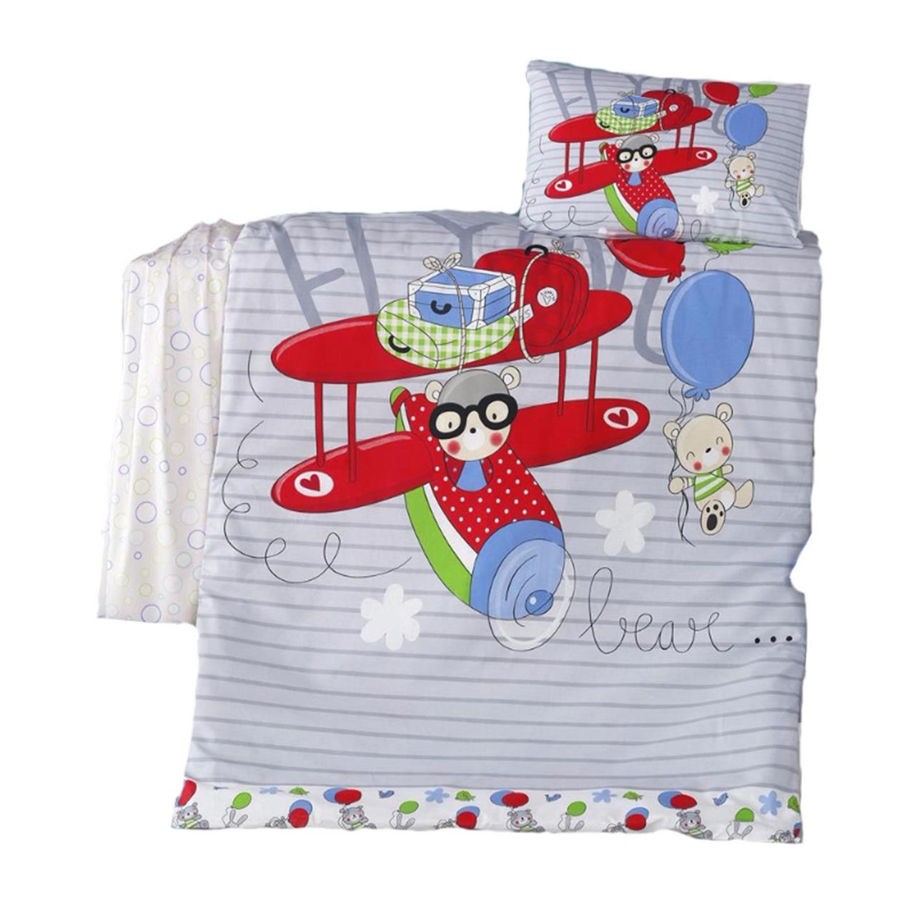 Poza Set Lenjerie Primavara - Vara Bleu, Bumbac, 1 x Set lenjerie, 3, Baieti, Avioane, Nasturi - BL134 [1]