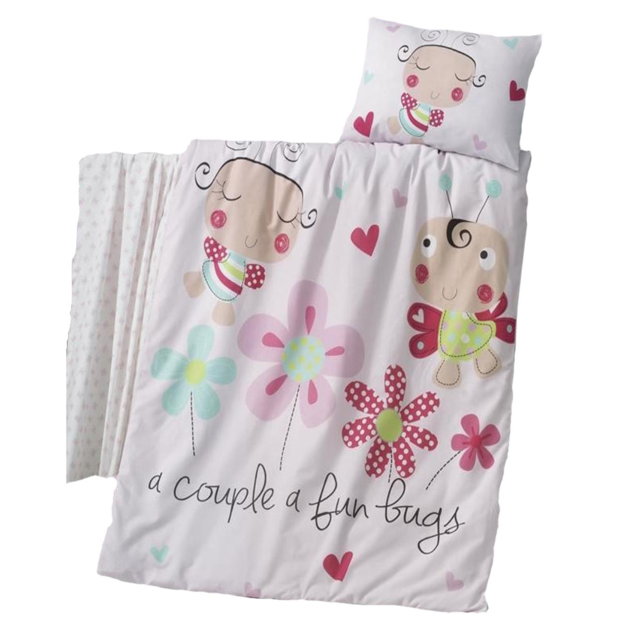 Poza Set Lenjerie Primavara - Vara Roz deschis, Bumbac, 1 x Set lenjerie, 3, Fete, Albina, Nasturi - BL135 [1]