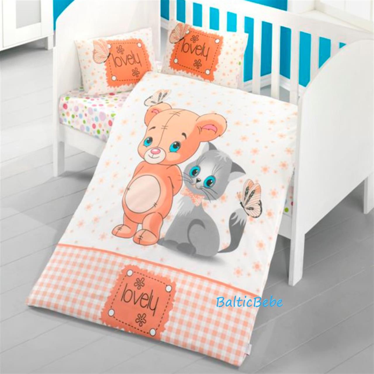 Poza Set Lenjerie Primavara - Vara Portocaliu, Bumbac, 1 x Set lenjerie, 3, Baieti, Soarece si Pisica, Nasturi - BL136 [2]