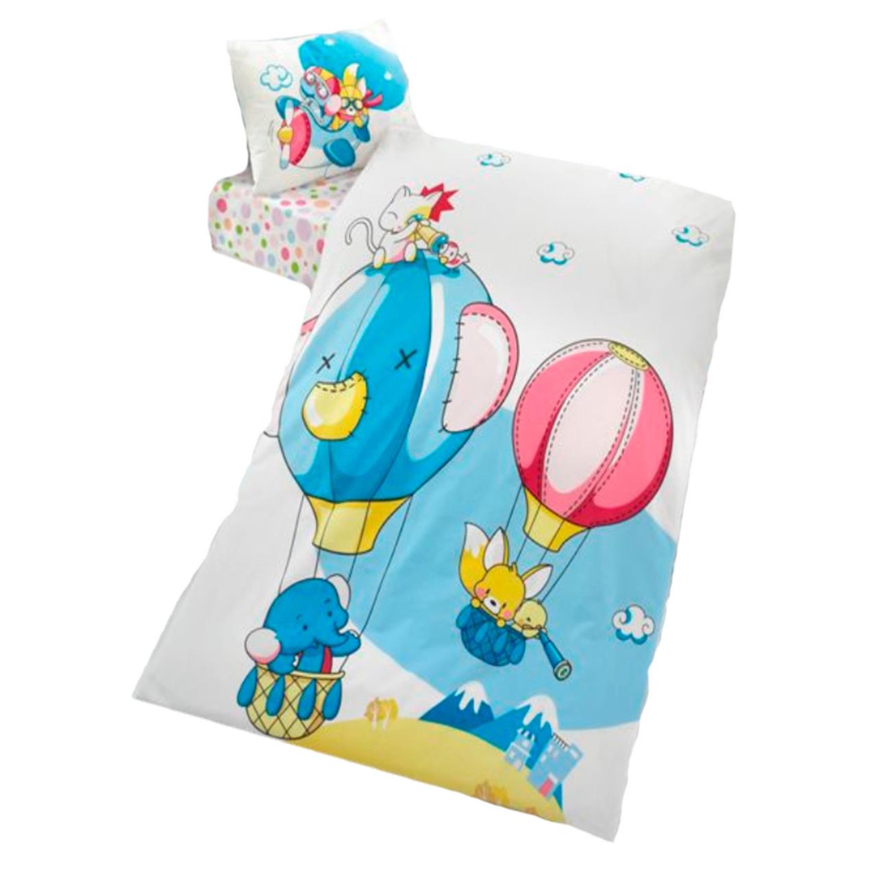 Poza Set Lenjerie Primavara - Vara Alb, Bumbac, 1 x Set lenjerie, 3, Baieti, Elefant, Nasturi - BL139 [1]