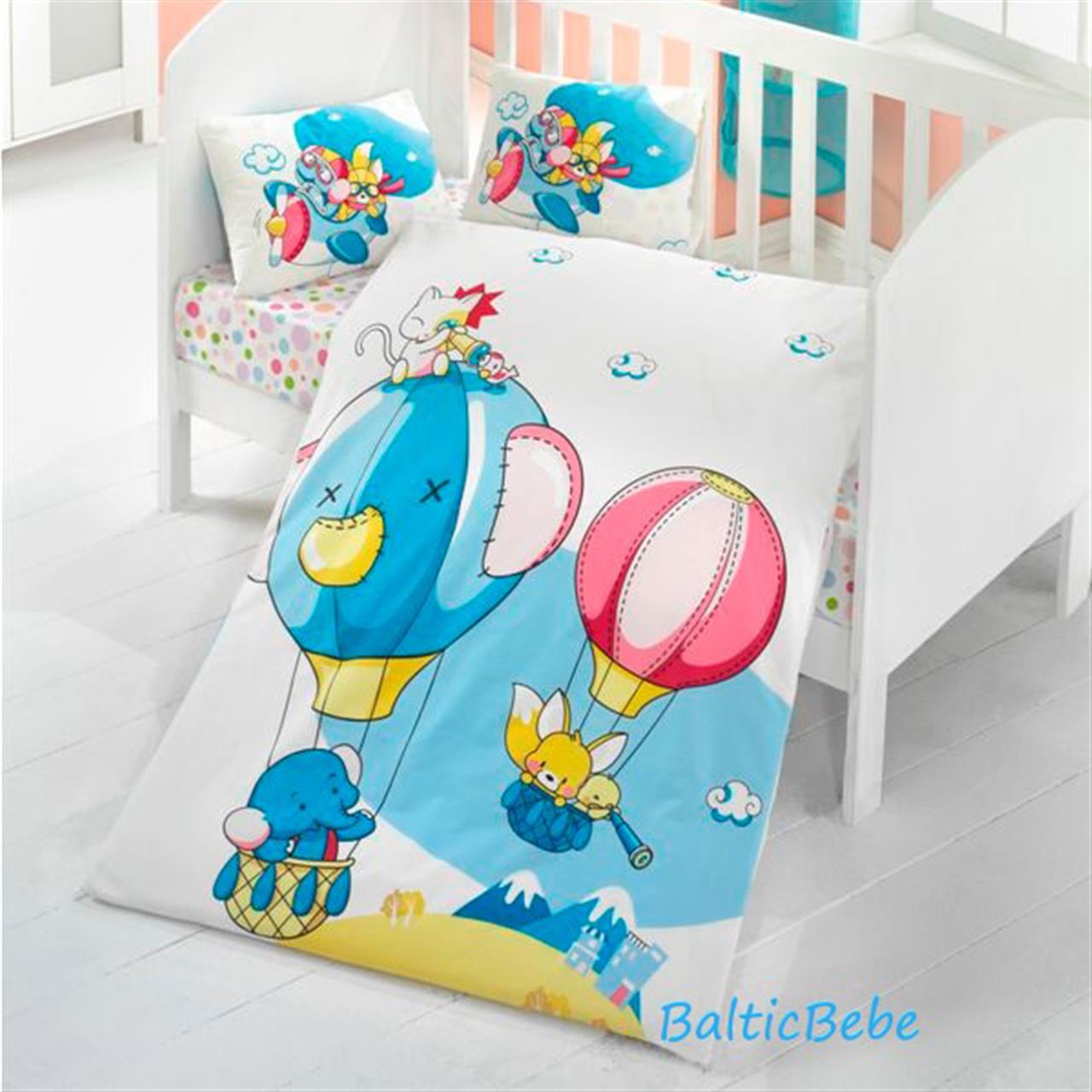Poza Set Lenjerie Primavara - Vara Alb, Bumbac, 1 x Set lenjerie, 3, Baieti, Elefant, Nasturi - BL139 [2]