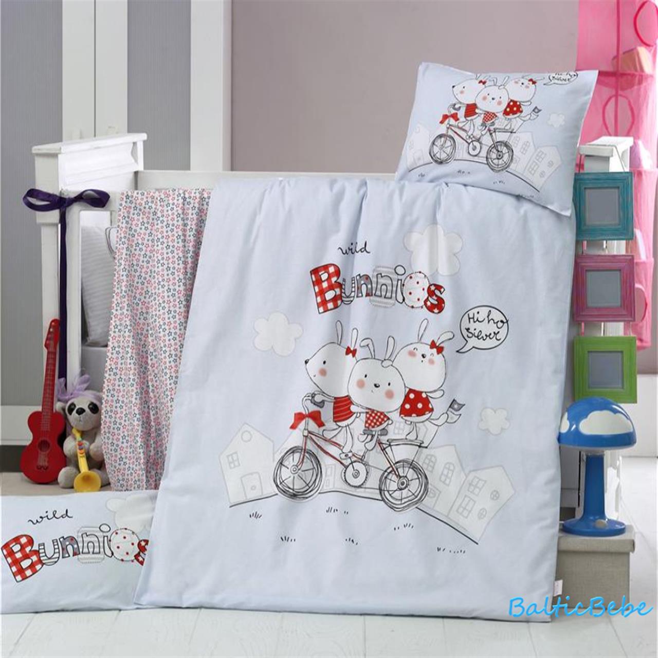 Poza Set Lenjerie Primavara - Vara Bleu, Bumbac, 1 x Set lenjerie, 3, Baieti, Iepuras, Nasturi - BL141 [2]