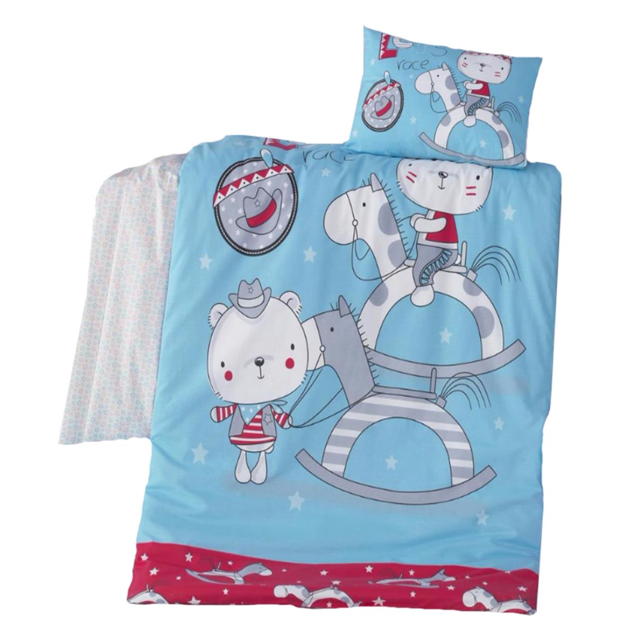 Poza Set Lenjerie Primavara - Vara Bleu, Bumbac, 1 x Set lenjerie, 3, Baieti, Animal, Nasturi - BL142 [1]