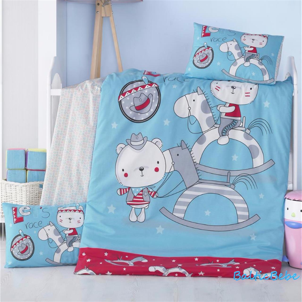 Poza Set Lenjerie Primavara - Vara Bleu, Bumbac, 1 x Set lenjerie, 3, Baieti, Animal, Nasturi - BL142 [2]