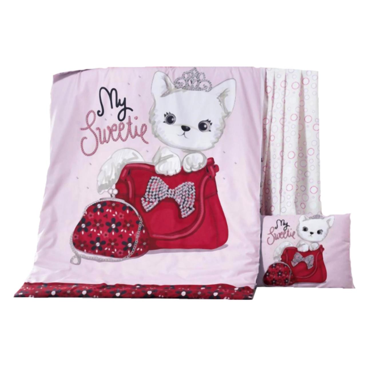 Poza Set Lenjerie Primavara - Vara Roz, Bumbac, 1 x Set lenjerie, 3, Fete, Pisica, Nasturi - BL145 [1]