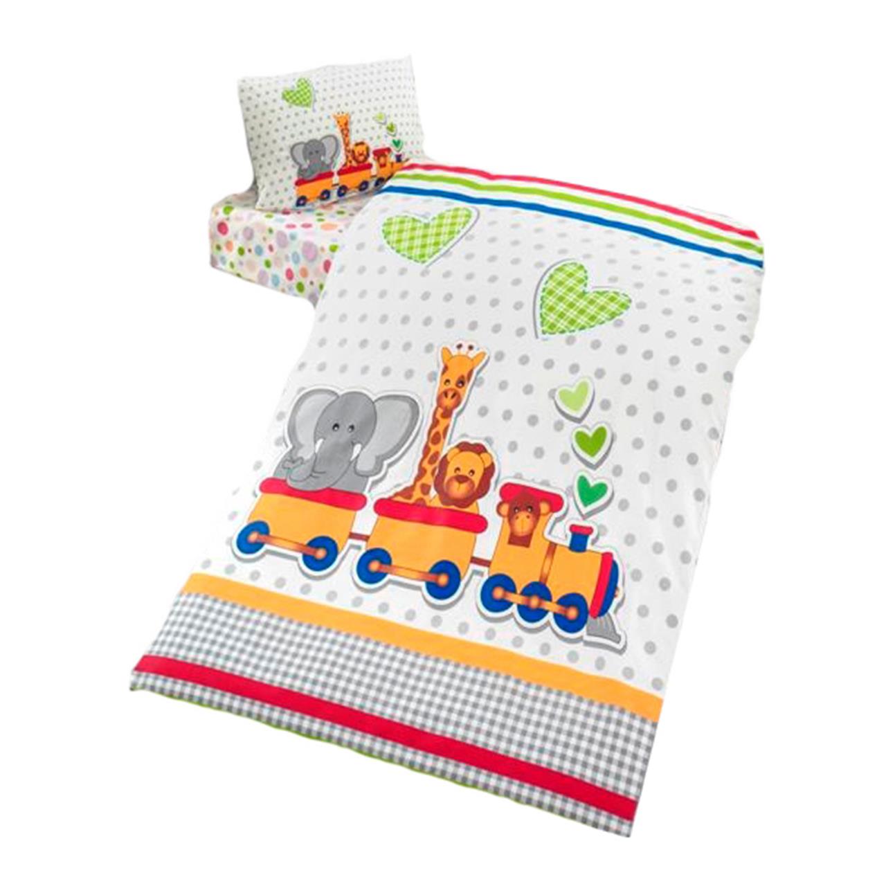 Poza Set Lenjerie Primavara - Vara Alb, Bumbac, 1 x Set lenjerie, 3, Baieti, Inima, Nasturi - BL147 [1]