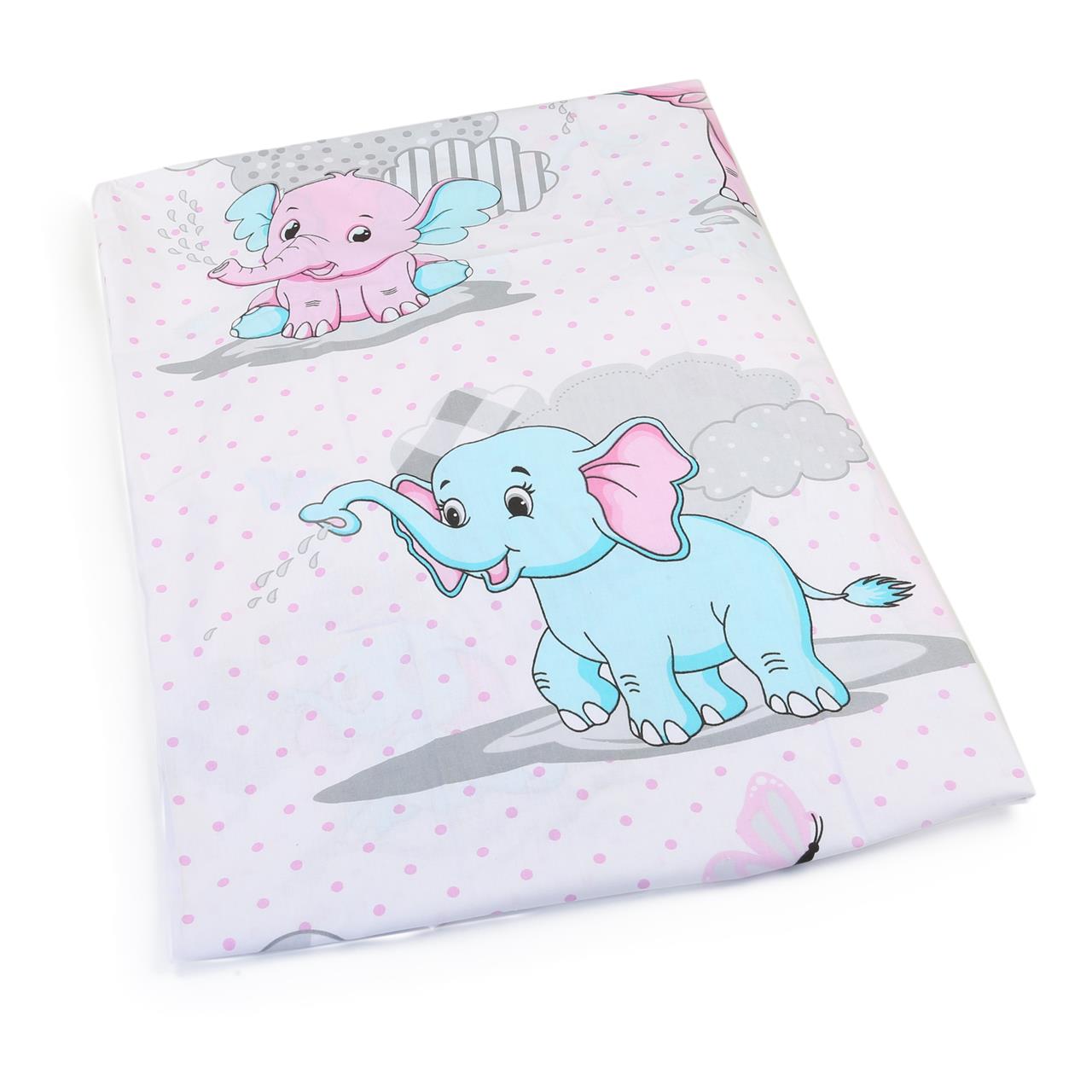 Poza Cearceaf Primavara - Vara Alb, Bumbac, 1 x Cearceaf, Elefant, Banda elastica - BL153 [2]
