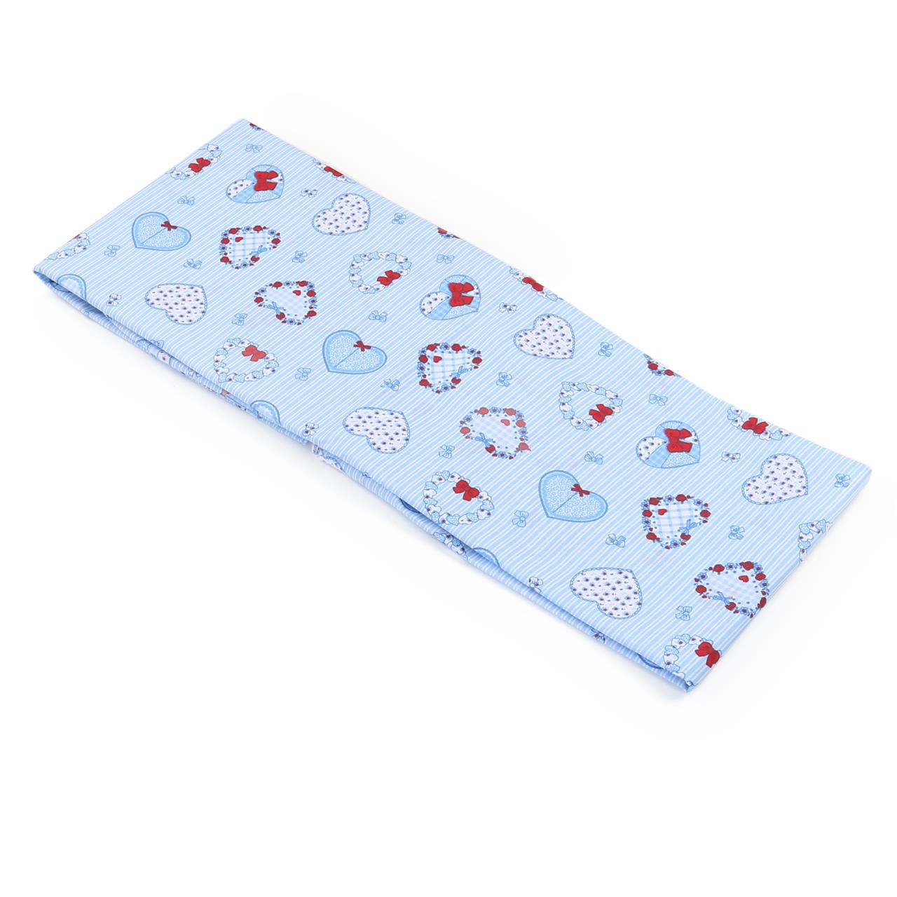 Poza Cearceaf Primavara - Vara Bleu, Bumbac Percale, 1 x Cearceaf cu elastic, Inimioare, Banda elastica - BL156 [2]