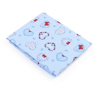 Poza Cearceaf Primavara - Vara Bleu, Bumbac Percale, 1 x Cearceaf cu elastic, Inimioare, Banda elastica - BL156 [1]