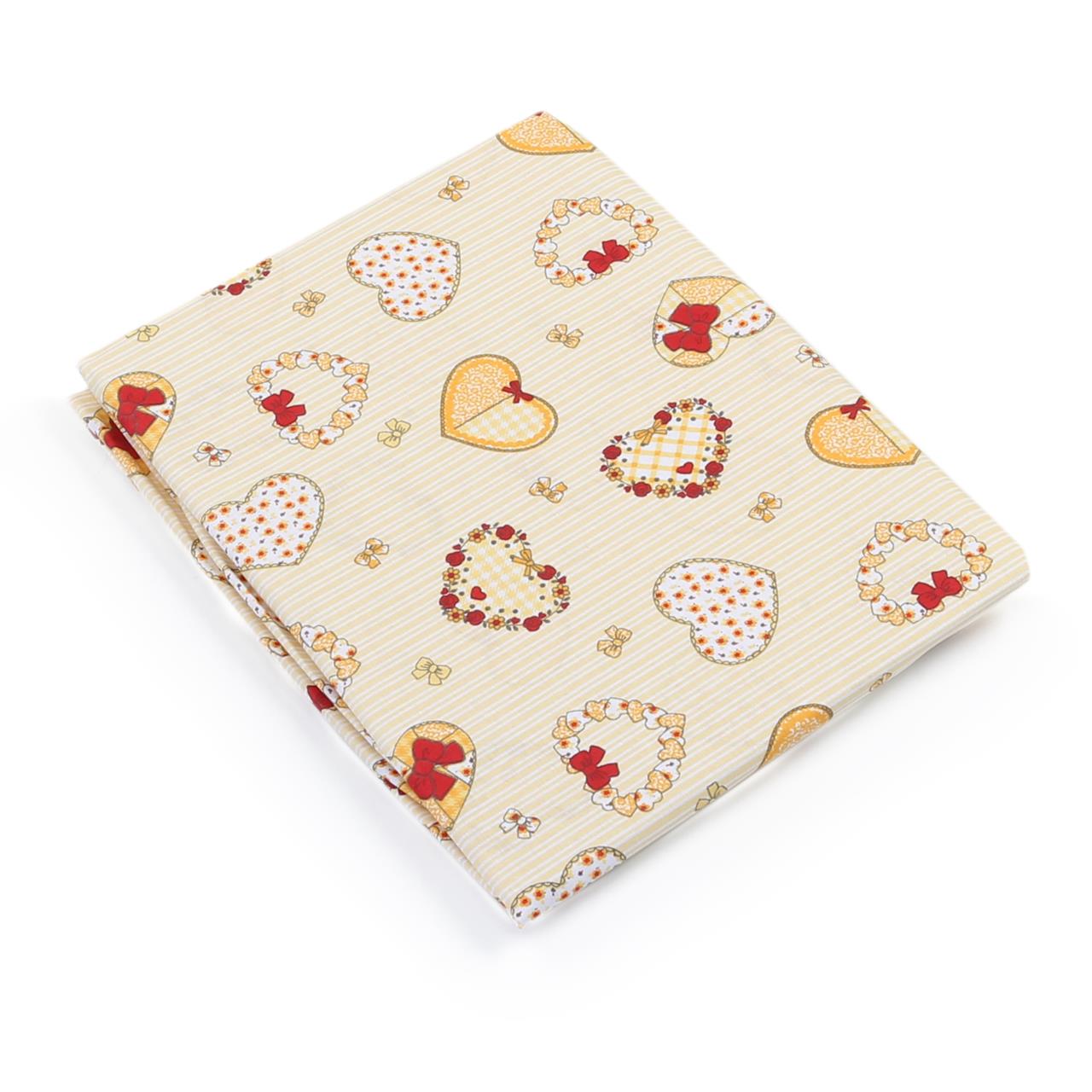 Poza Cearceaf Primavara - Vara Galben, Bumbac Percale, 1 x Cearceaf cu elastic, Inimioare, Banda elastica - BL157 [1]