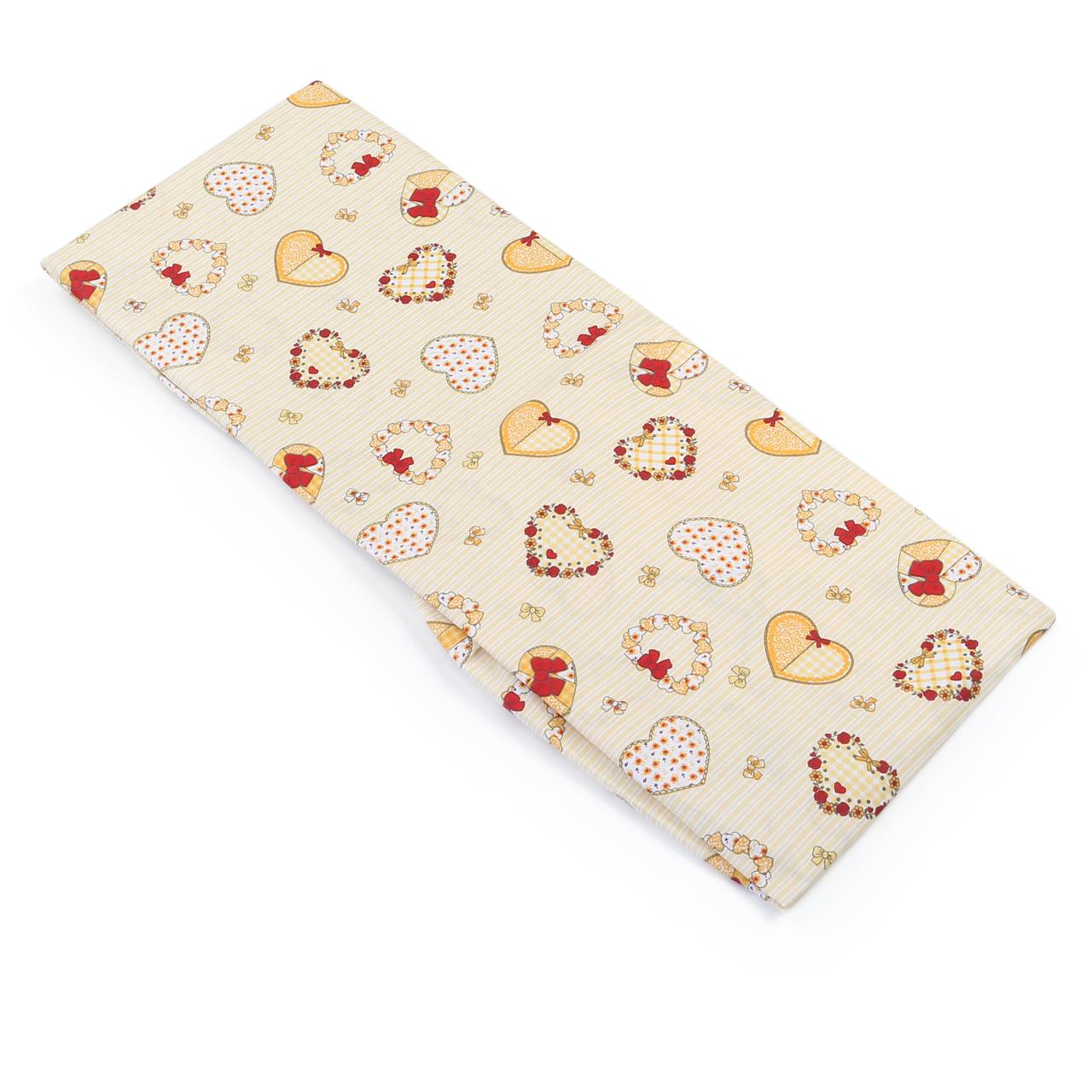 Poza Cearceaf Primavara - Vara Galben, Bumbac Percale, 1 x Cearceaf cu elastic, Inimioare, Banda elastica - BL157 [2]