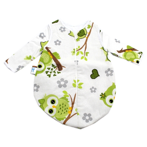 Poza Sac Dormit Toamna - Iarna Verde/Alb, Bumbac, Bufnita - BL194 [1]