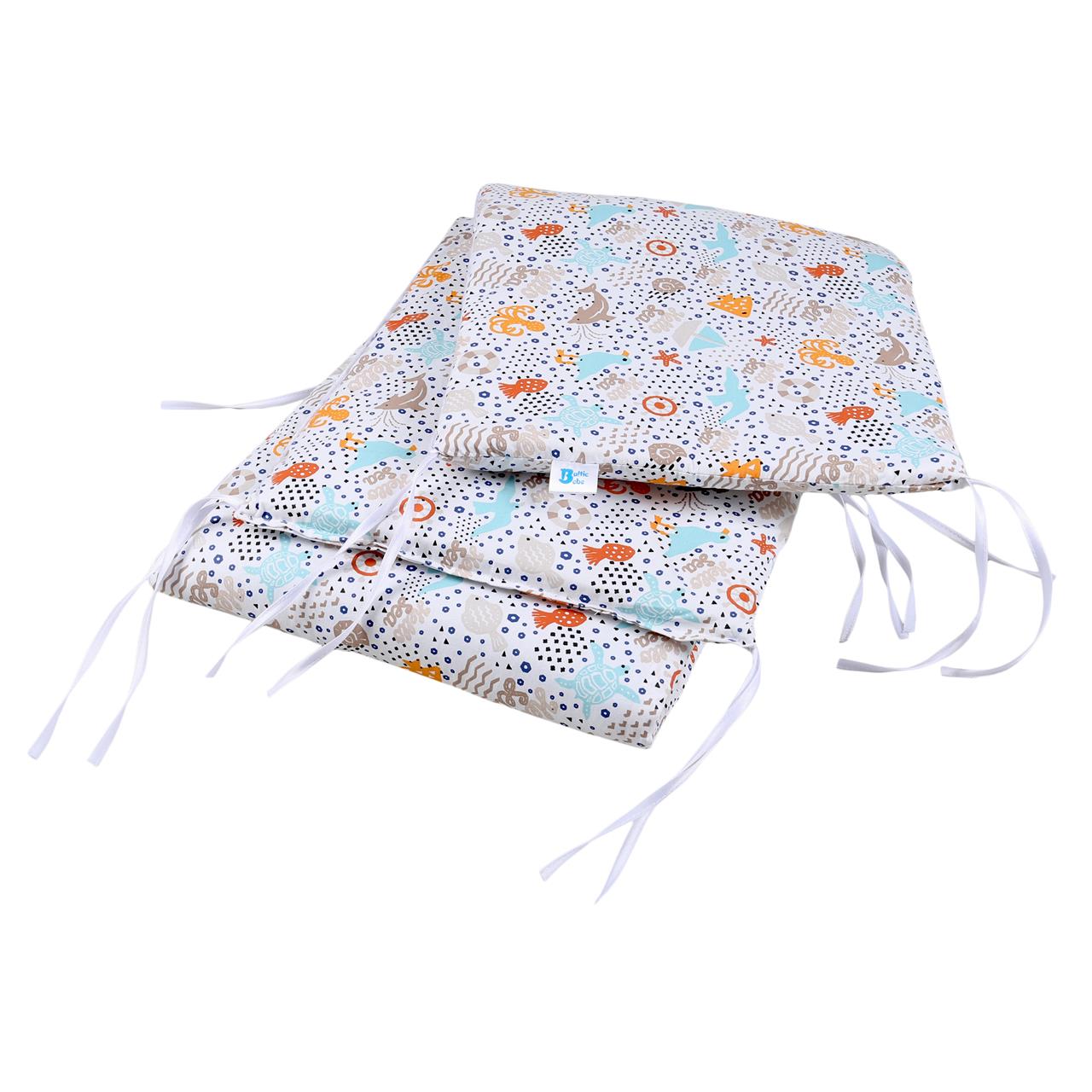 Poza Protectie Patut Alb, Bumbac, 1 x Aparatoare laterala, Desene copii - BL206 [2]