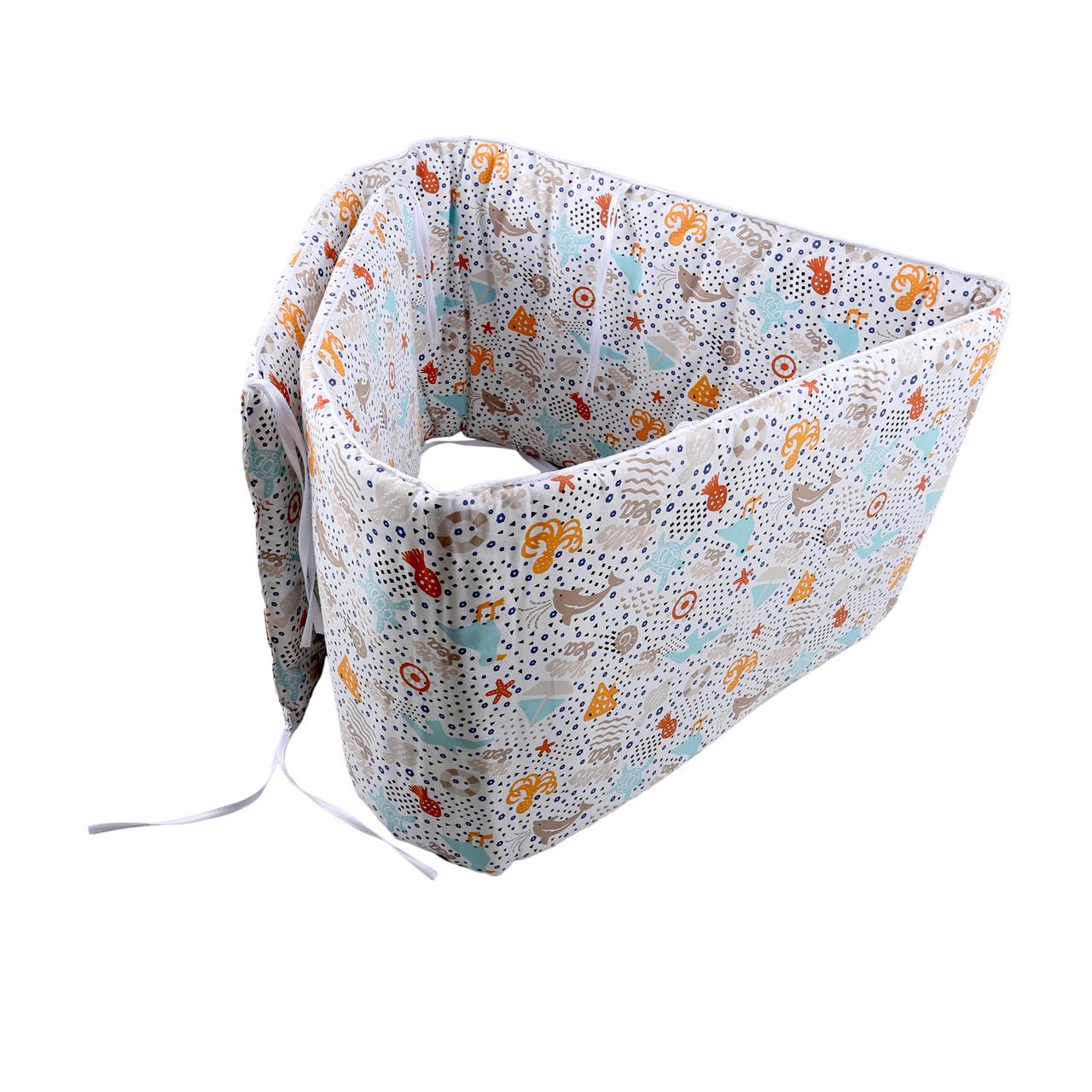 Poza Protectie Patut Alb, Bumbac, 1 x Aparatoare laterala, Desene copii - BL206 [3]