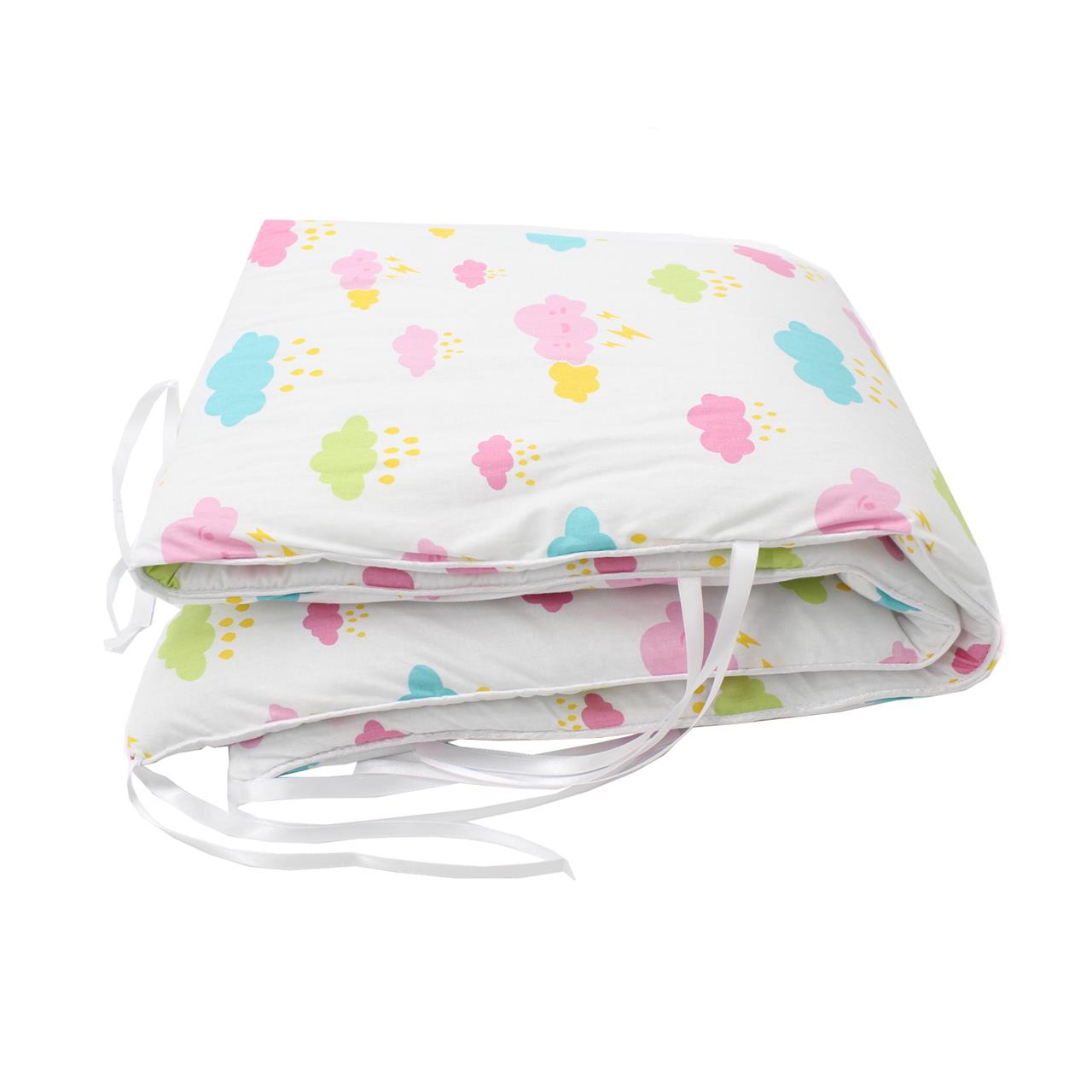 Poza Protectie Patut Alb/Roz, Bumbac, 1 x Aparatoare laterala, Norisori - BL226 [1]