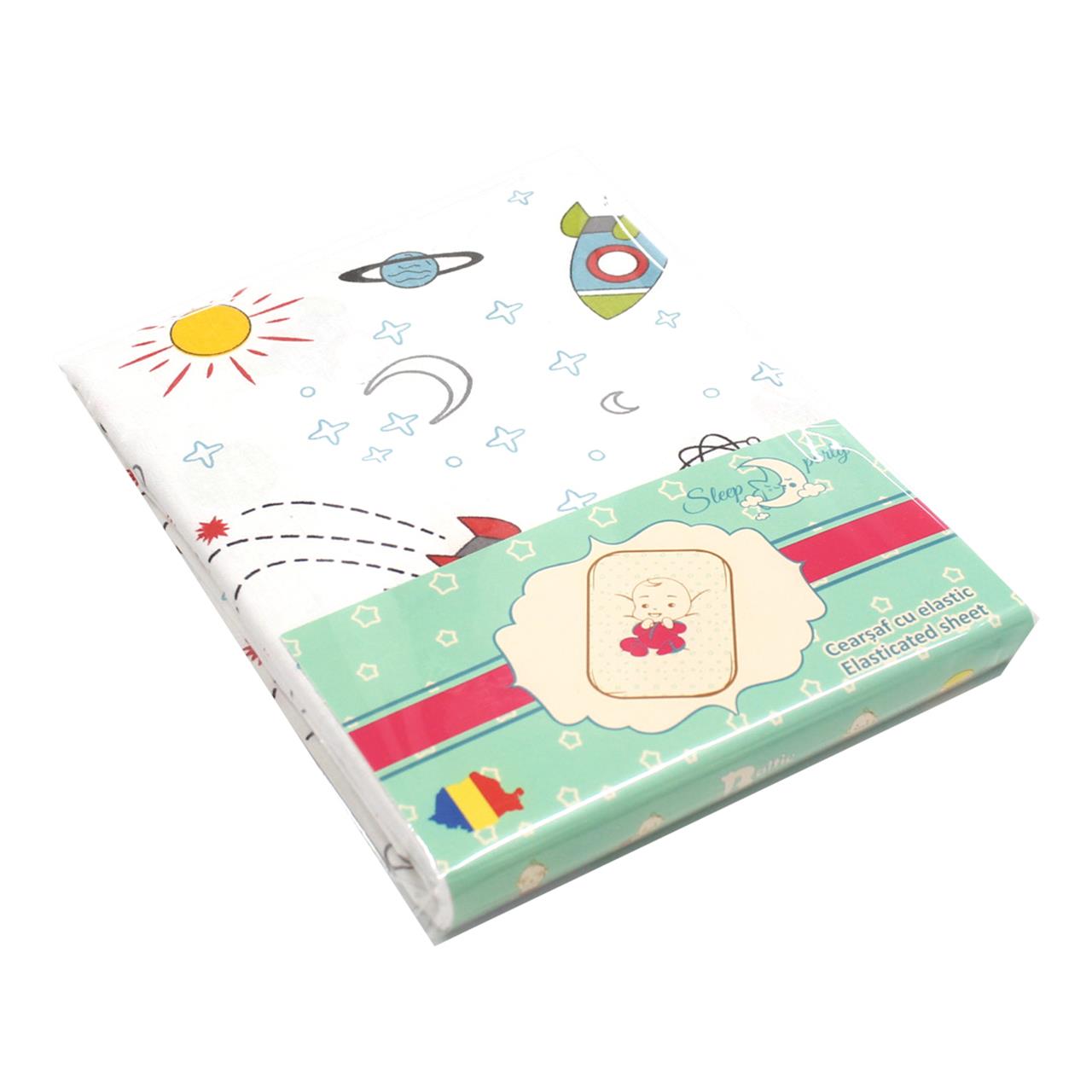 Poza Cearceaf Alb/Verde, Bumbac, 1 x Cearceaf, Avioane, Banda elastica - BL248 [3]