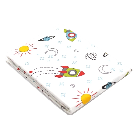 Poza Cearceaf Alb/Verde, Bumbac, 1 x Cearceaf, Avioane, Banda elastica - BL248 [1]