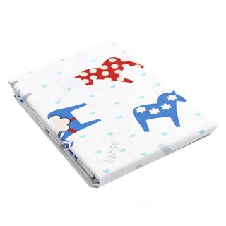 Poza Cearceaf Toamna - Iarna Alb/Albastru, Bumbac, 1 x Cearceaf, Caluti, Banda elastica - BL249 [1]