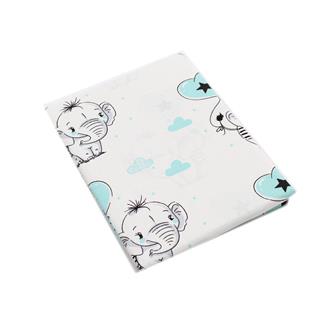 Poza Cearceaf Bleu, Bumbac, 1 x Cearceaf, Elefant, Banda elastica - BL262 [1]