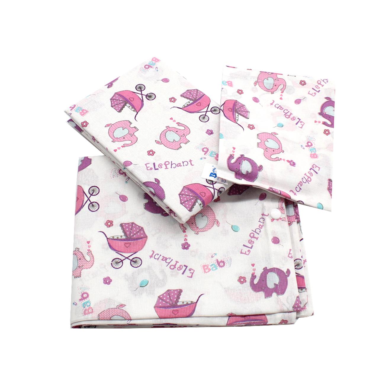 Poza Set Lenjerie Multicolor, Bumbac, 1 x Set lenjerie, 3, Fete, Elefant, Capse - BL288 [1]