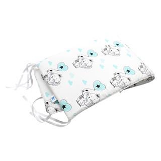 Poza Protectie Patut Alb/Albastru, Bumbac, 2 x Aparatori laterale, Elefant - BL293 [1]