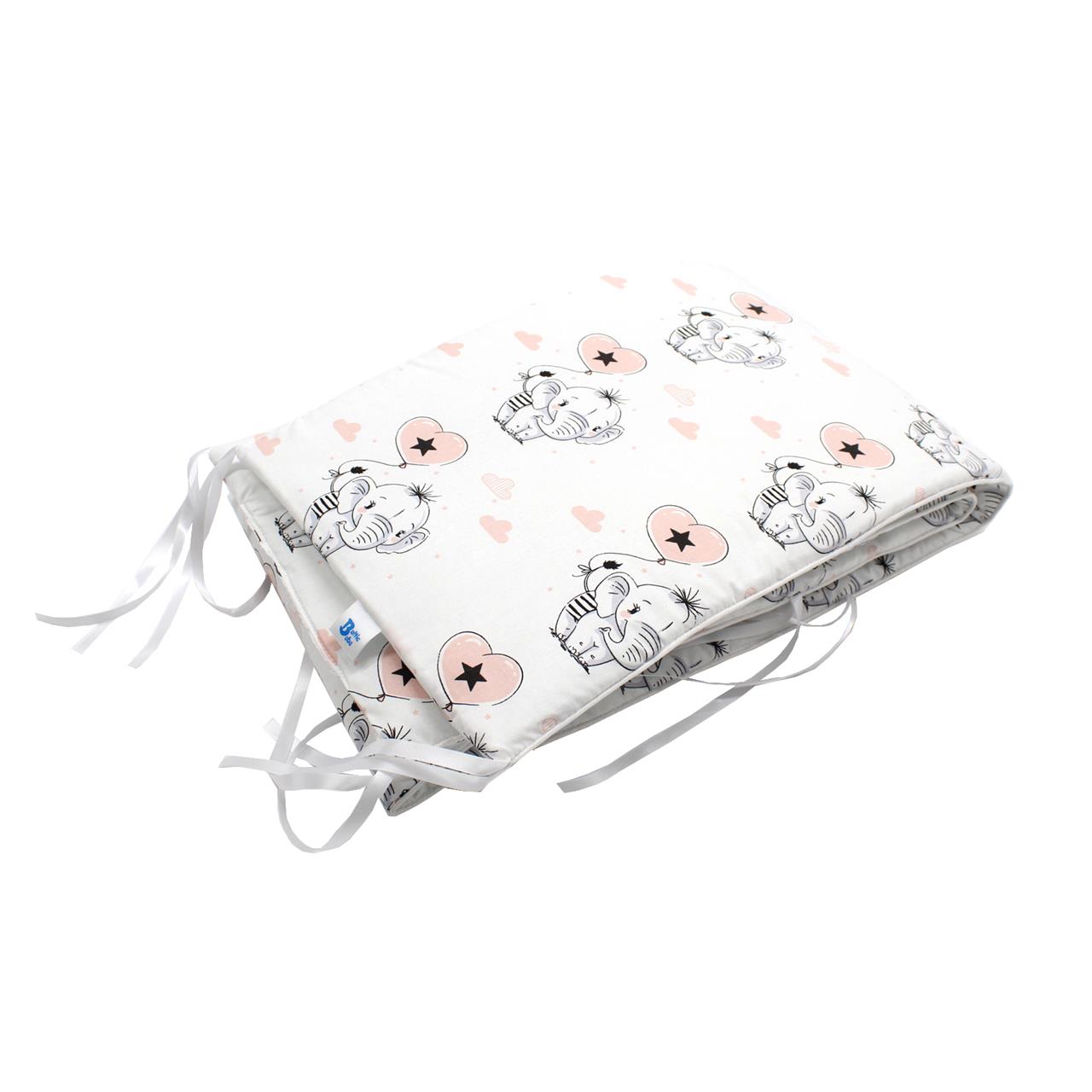 Poza Protectie Patut Multicolor, Bumbac, 2 x Aparatori laterale, Elefant, Siret - BL294 [1]