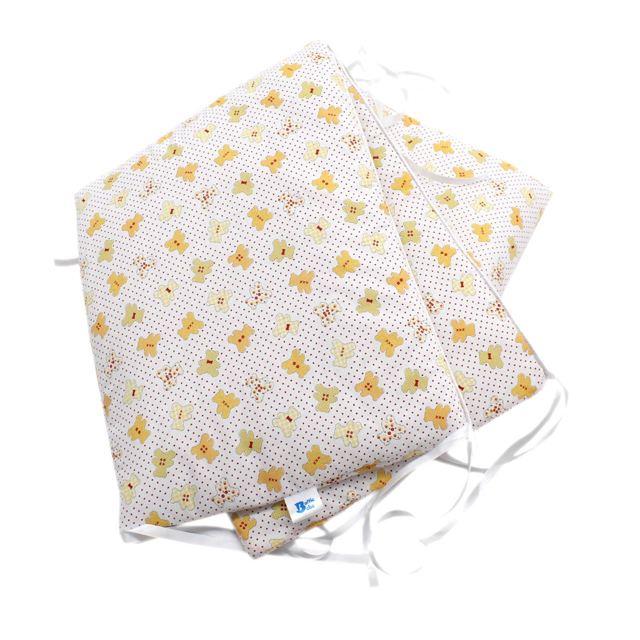 Poza Protectie Patut Galben, Bumbac, 1 x Aparatoare laterala, Ursuleti - BL308 [2]