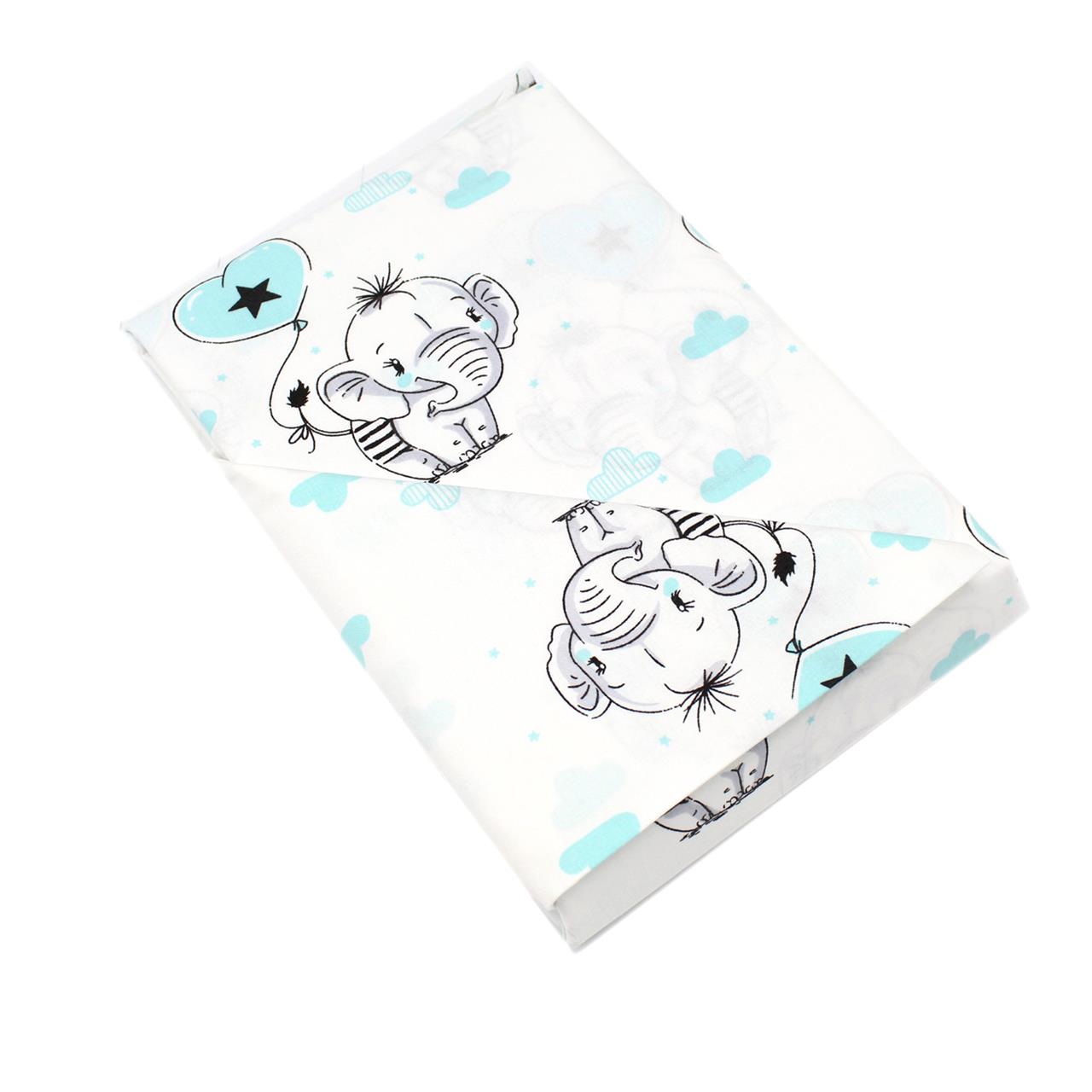 Poza Set Lenjerie Alb/Albastru, Bumbac, 1 x Set lenjerie, 2, Baieti, Elefant, Capse - BL343 [1]