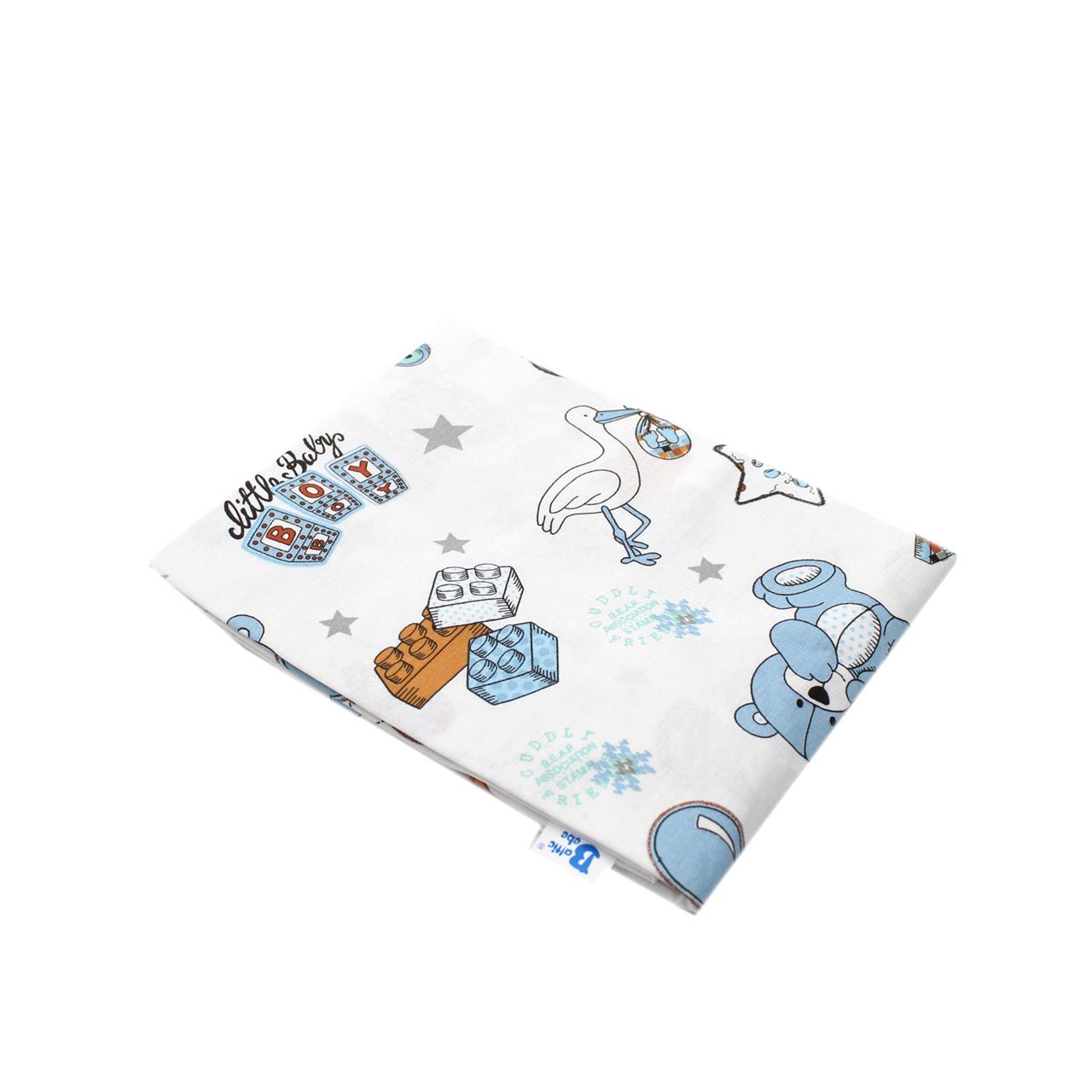 Poza Cearceaf Alb/Albastru, Bumbac, 1 x Cearceaf, Ursulet, Banda elastica - BL356 [1]