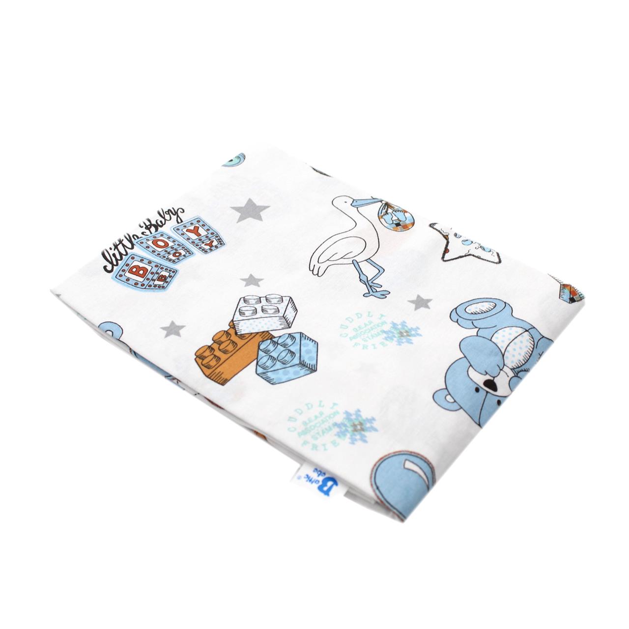 Poza Cearceaf Alb/Albastru, Bumbac, 1 x Cearceaf, Ursulet, Banda elastica - BL356 [2]