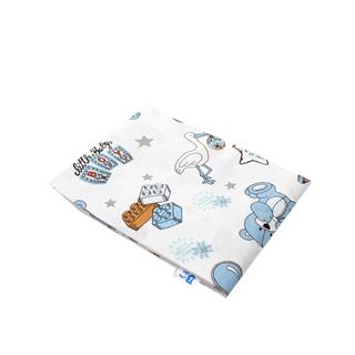 Poza Cearceaf Alb/Albastru, Bumbac, 1 x Cearceaf, Ursulet, Banda elastica - BL356 [1]