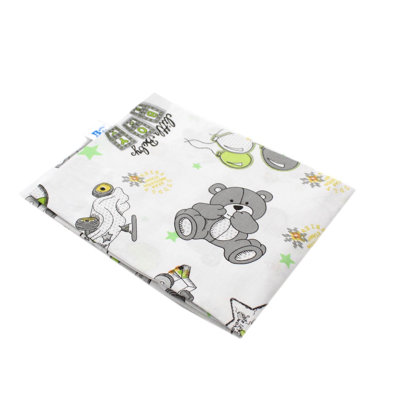 Poza Cearceaf Alb/Verde, Bumbac, 1 x Cearceaf, Ursulet, Banda elastica - BL359 [1]