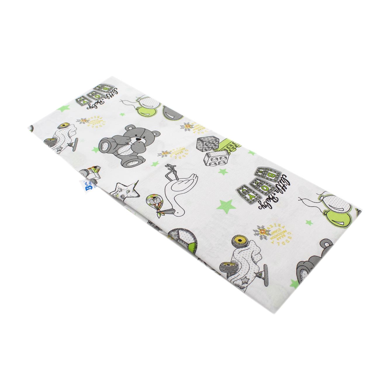 Poza Cearceaf Alb/Verde, Bumbac, 1 x Cearceaf, Ursulet, Banda elastica - BL359 [2]