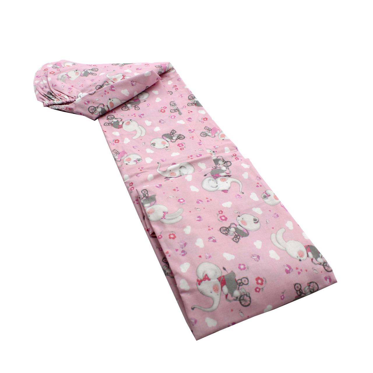 Poza Cearceaf Roz, Bumbac, 1 x Cearceaf, Elefant, Banda elastica - BL387 [2]