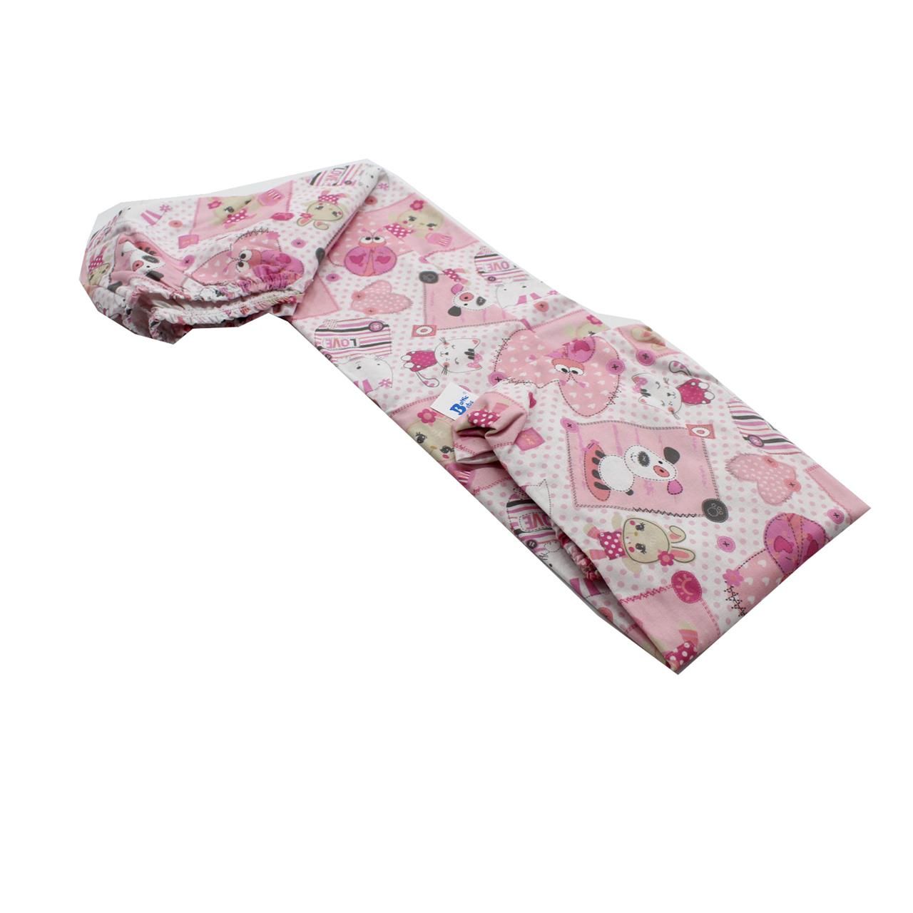 Poza Cearceaf Roz, Bumbac, 1 x Cearceaf, Catelus, Banda elastica - BL390 [2]