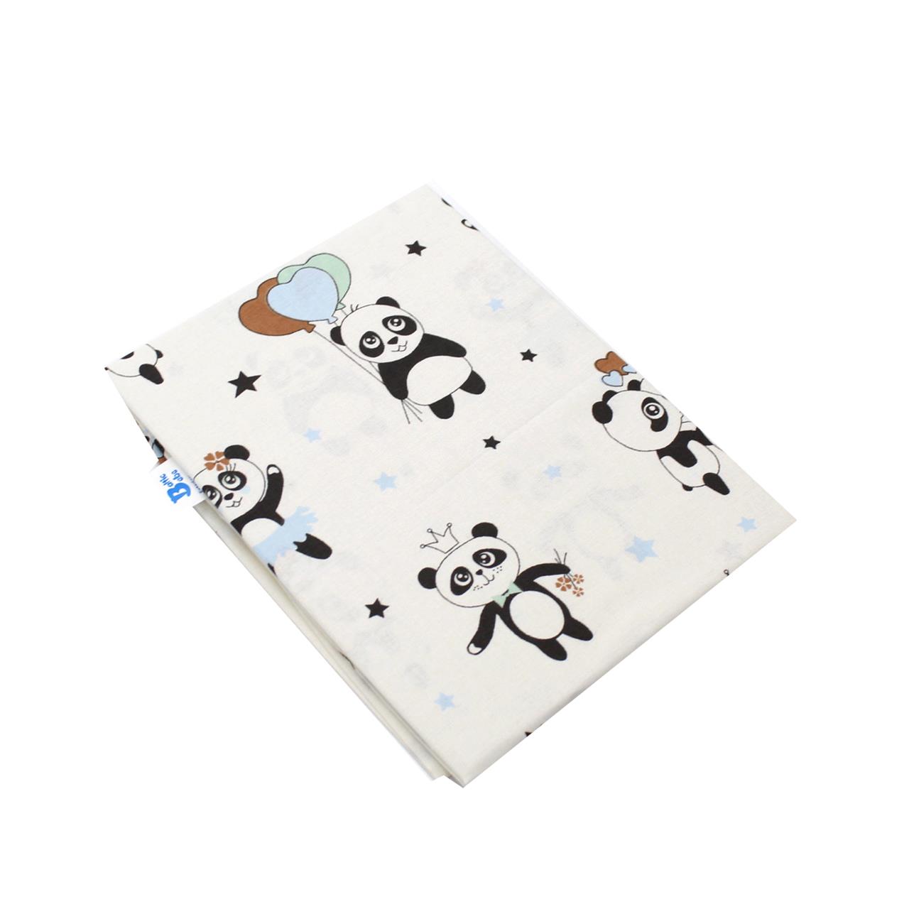 Poza Cearceaf Alb/Albastru, Bumbac, 1 x Cearceaf, Ursulet, Banda elastica - BL392 [1]