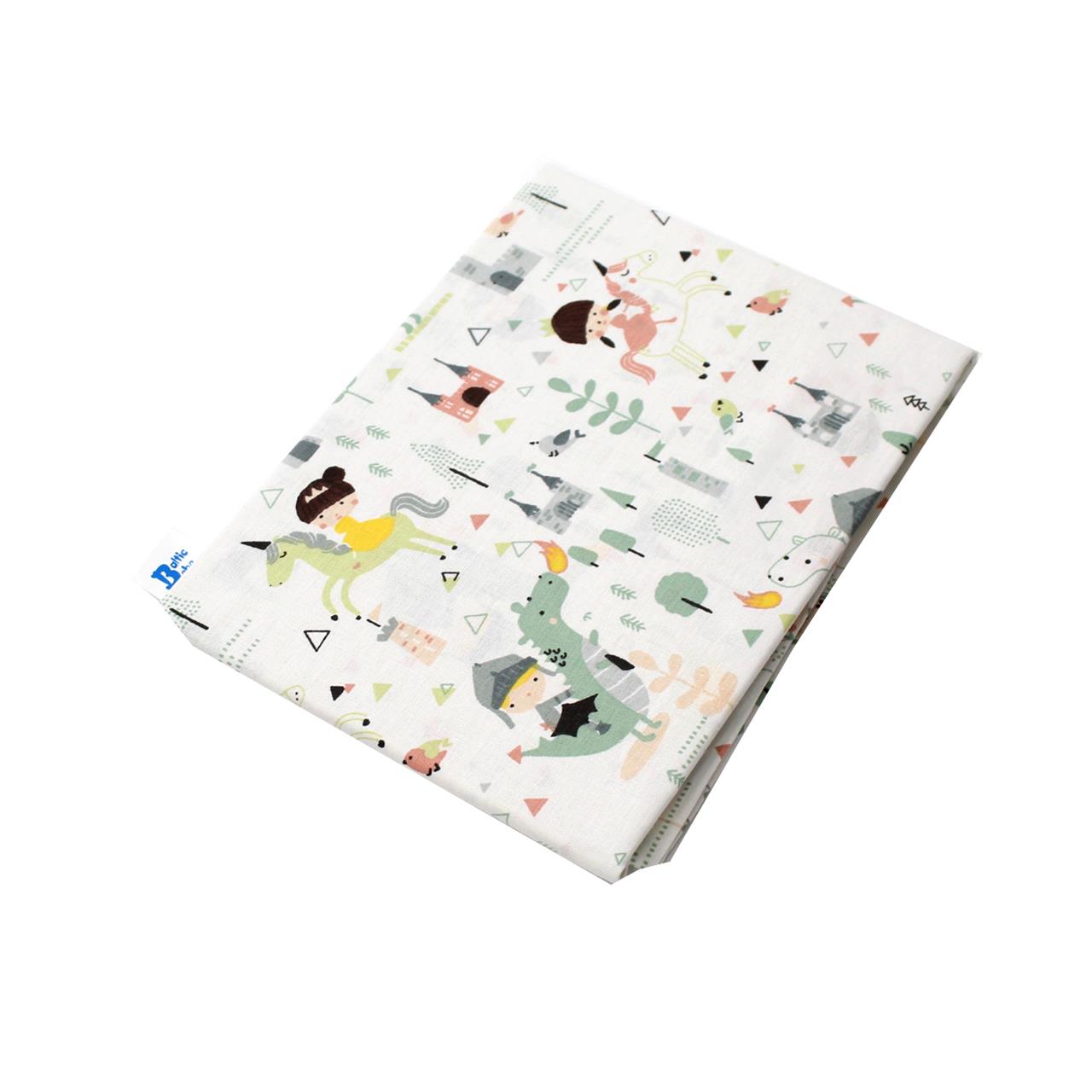 Poza Cearceaf Alb/Verde, Bumbac, 1 x Cearceaf, Der Regenbogenfisch, Banda elastica - BL395 [3]