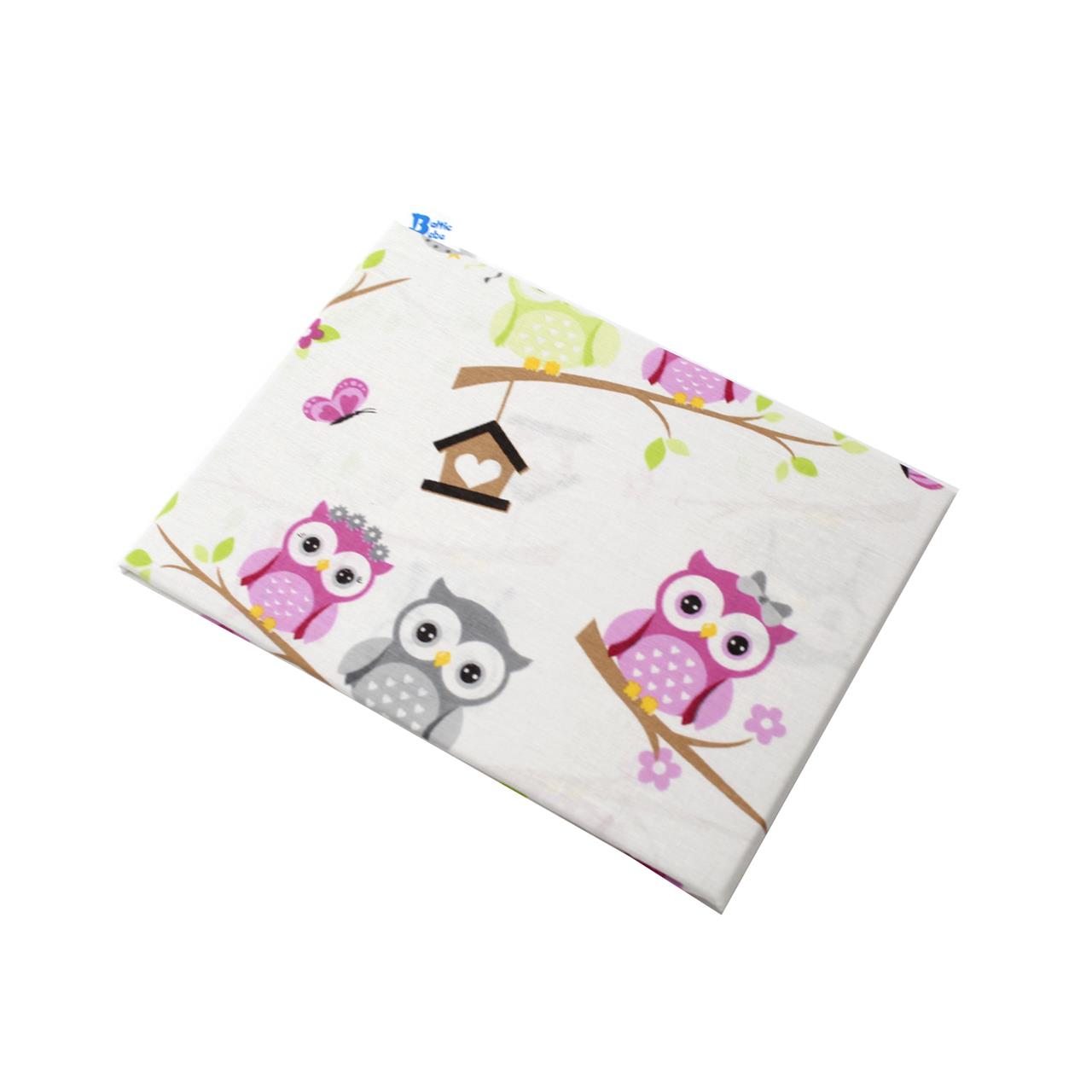 Poza Cearceaf Alb/Roz, Bumbac, 1 x Cearceaf, Bufnita, Banda elastica - BL396 [1]