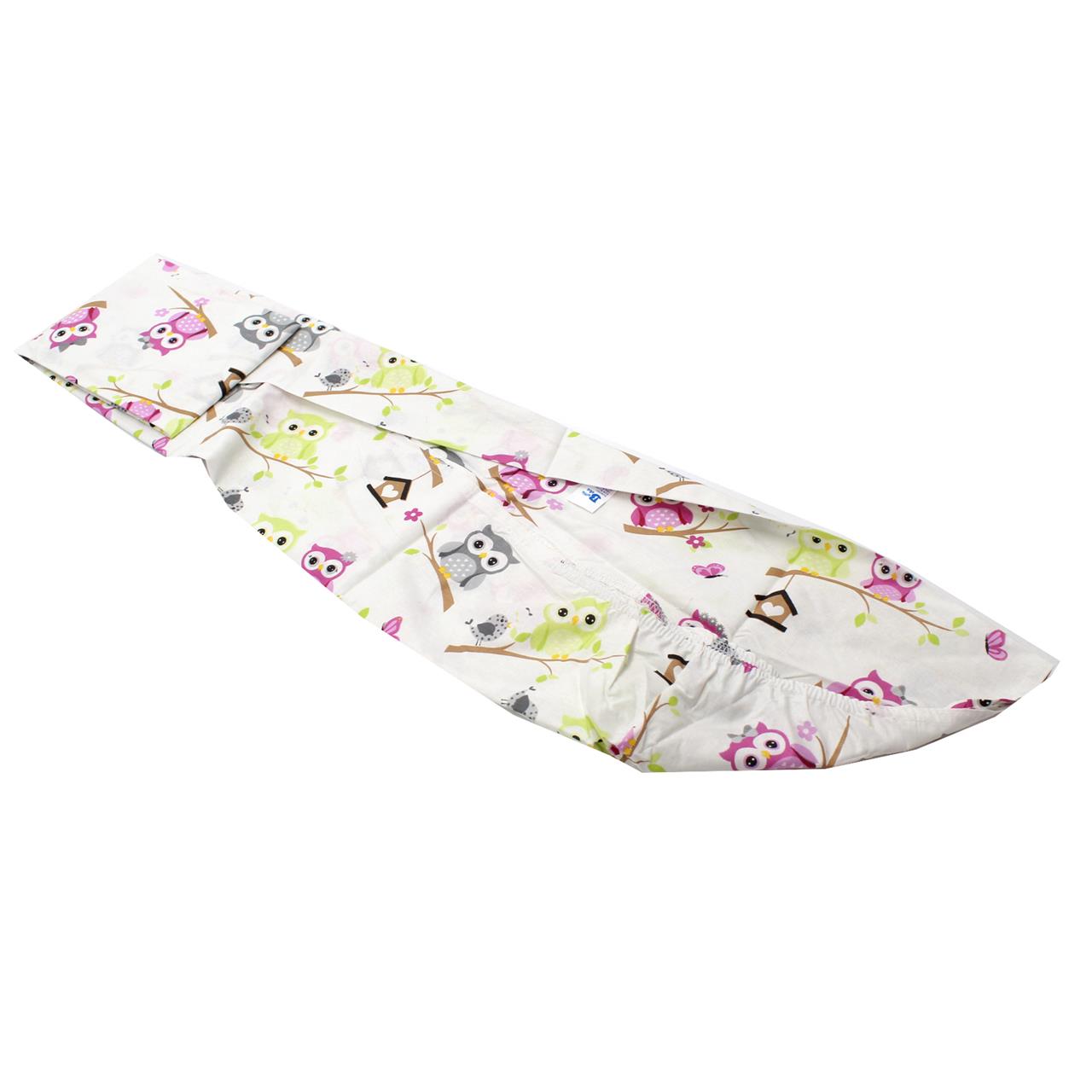 Poza Cearceaf Alb/Roz, Bumbac, 1 x Cearceaf, Bufnita, Banda elastica - BL396 [2]