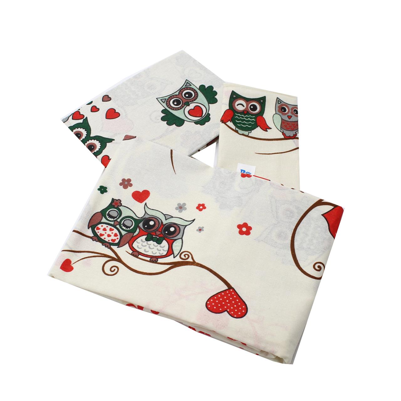 Poza Set Lenjerie Multicolor, Bumbac, 1 x Set lenjerie, 3, Fete, Bufnita, Capse - BL400 [1]