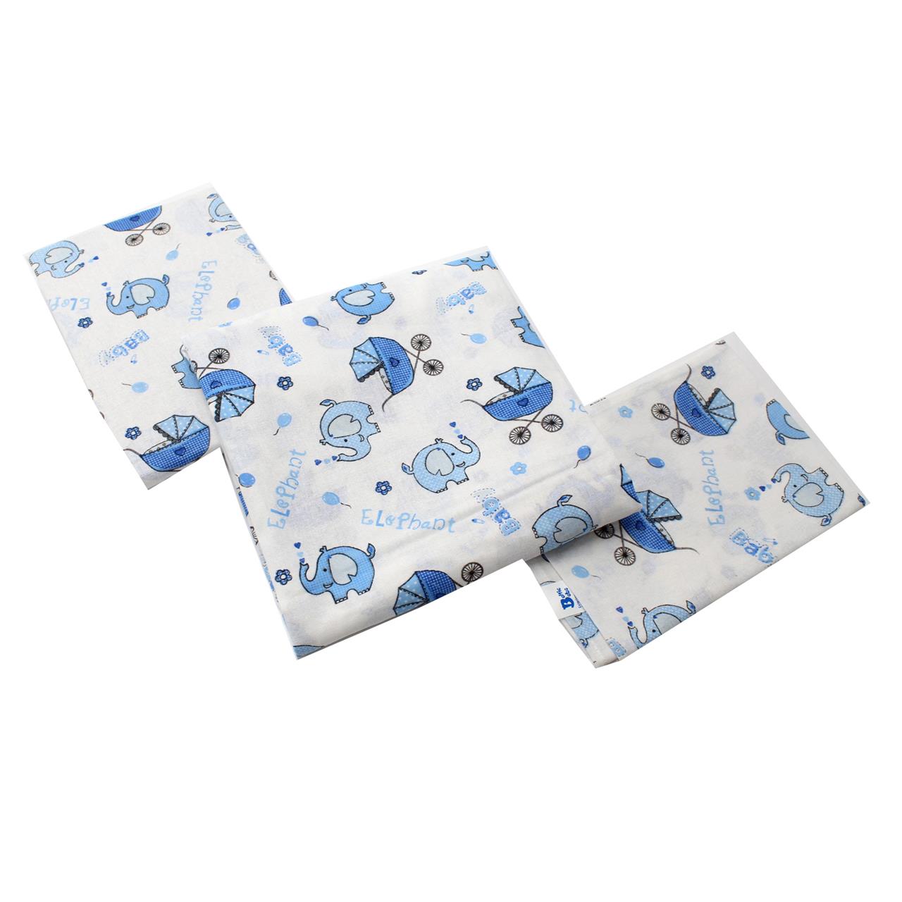 Poza Set Lenjerie Alb/Albastru, Bumbac, 1 x Set lenjerie, 3, Baieti, Elefant, Capse - BL401 [1]