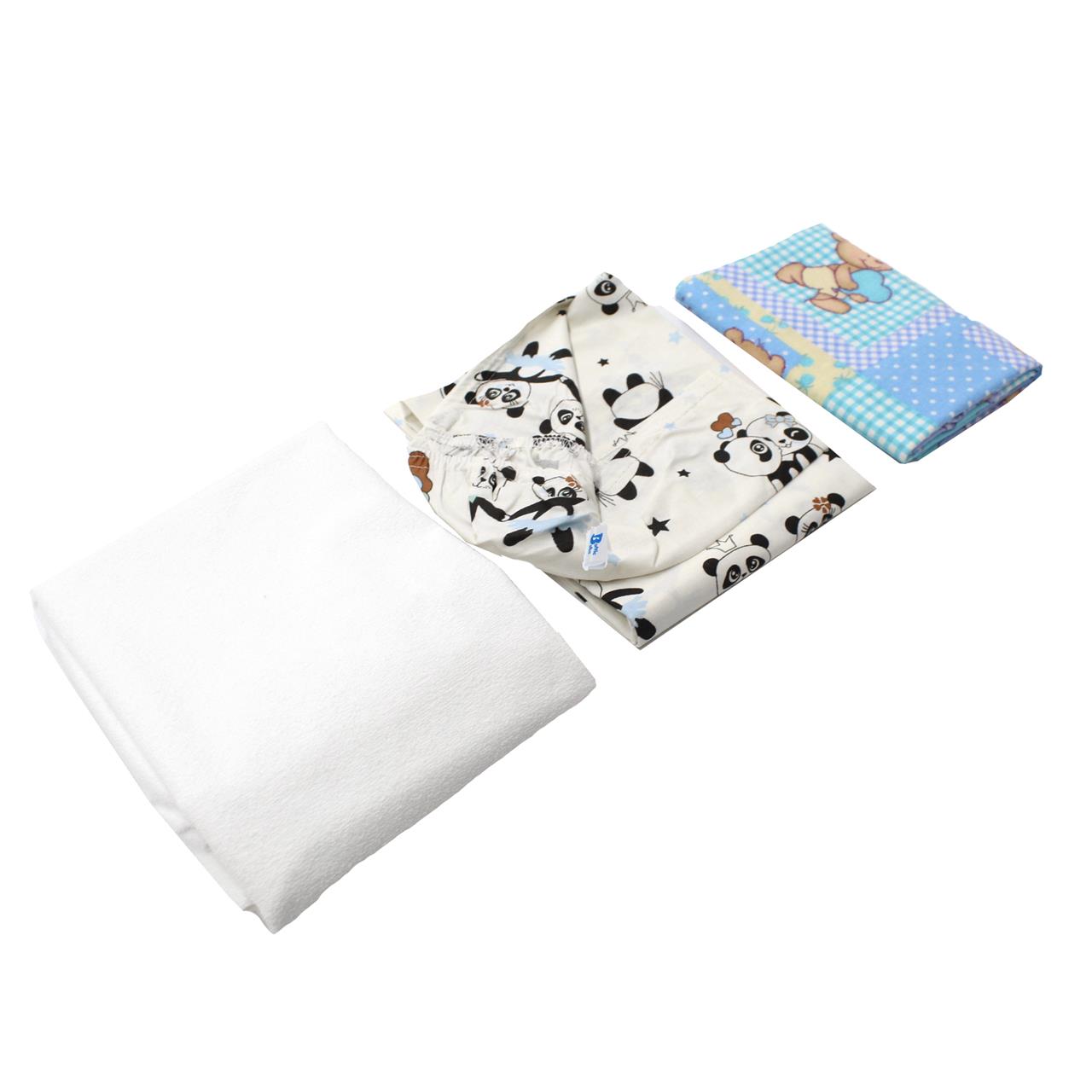 Poza Set Lenjerie Alb/Albastru, 3, Baieti, Ursul Panda, Banda elastica - BL414 [2]