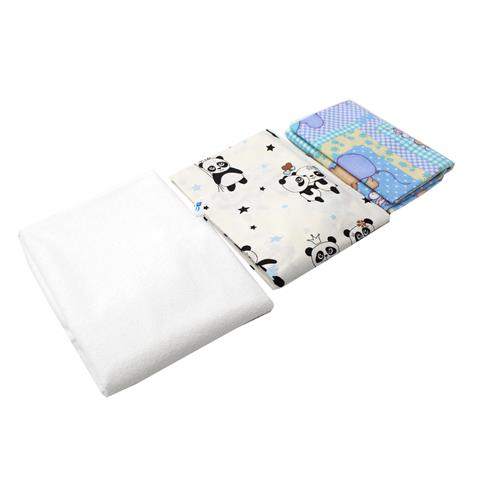 Poza Set Lenjerie Alb/Albastru, 3, Baieti, Ursul Panda, Banda elastica - BL414 [1]