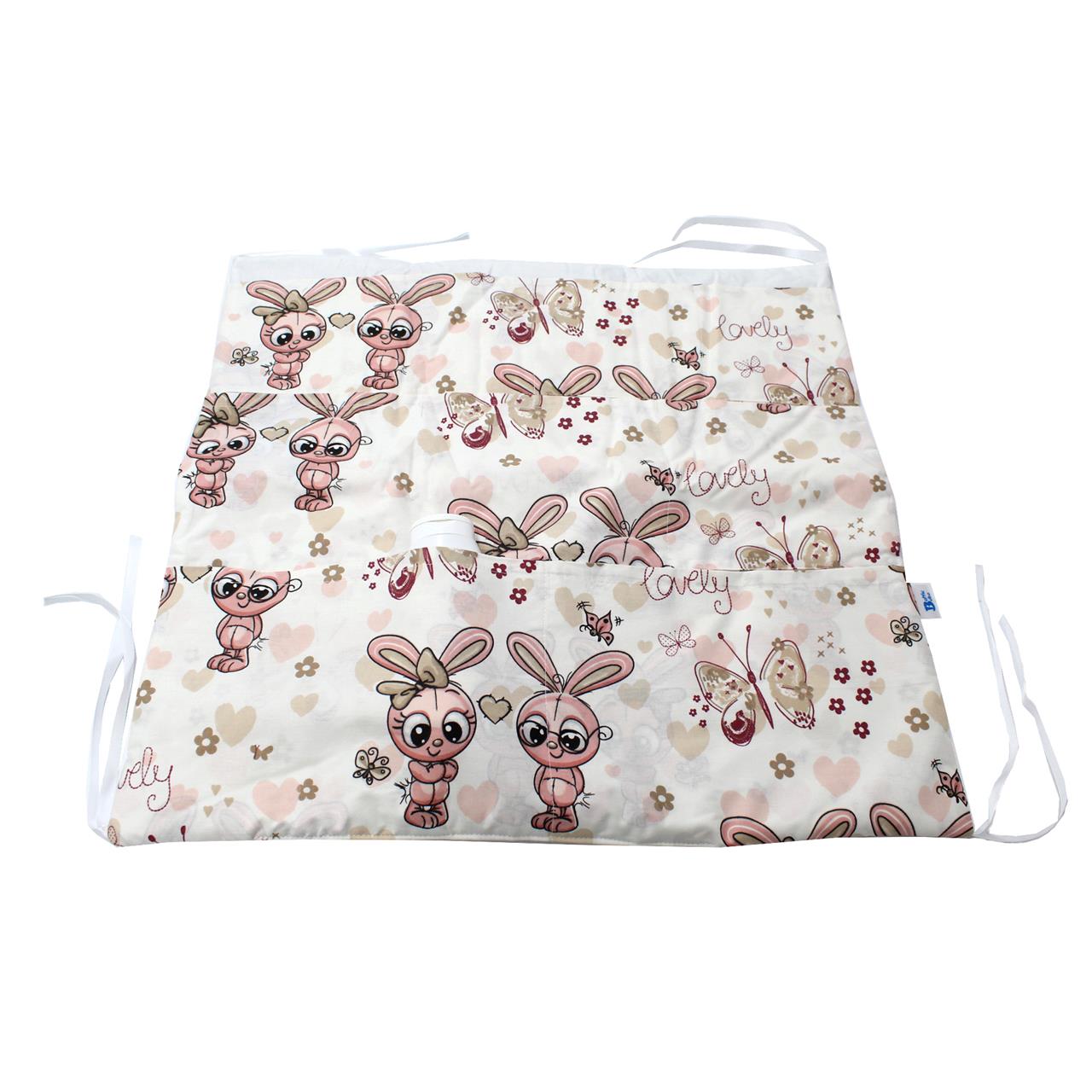 Poza Protectie Patut Multicolor, Bumbac, 1 x Buzunar, Iepuras, Siret - BL442 [1]