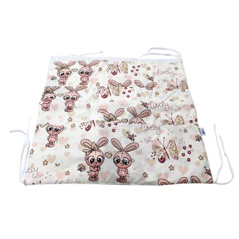 Poza Protectie Patut Multicolor, Bumbac, 1 x Buzunar, Iepuras, Siret - BL442 [1]