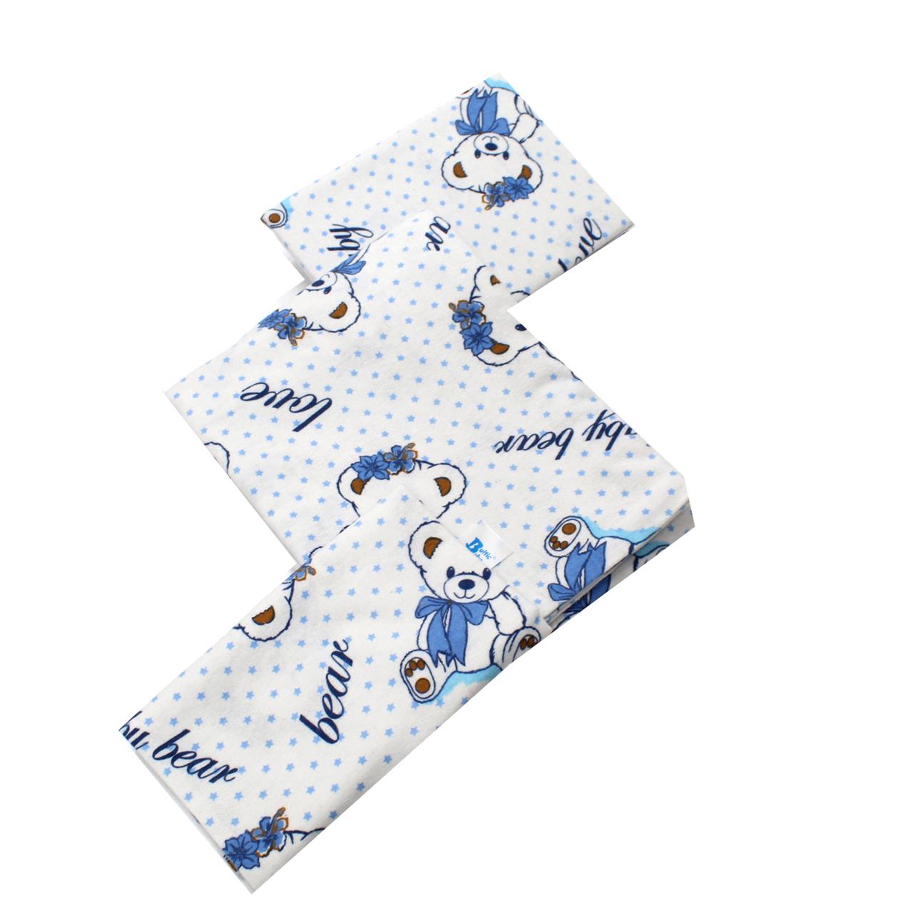 Poza Set Lenjerie Alb/Albastru, Bumbac, 3, Baieti, Ursulet, Capse - BL448 [1]